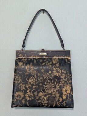 1950s/1960s Vintage Lona Black Gold Brocade Tapestry Style Purse